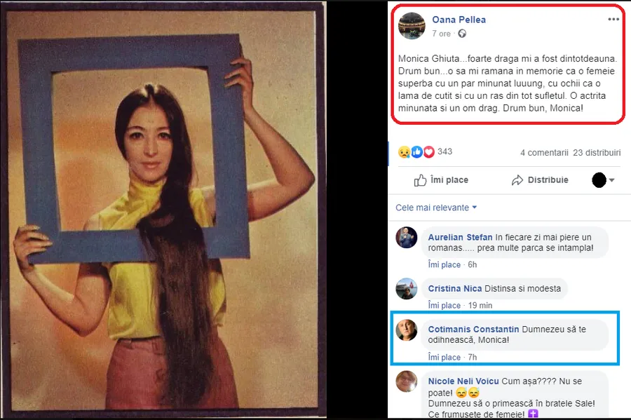 La postarea sfâșietoare a Oanei Pellea a lăsat un comentariu și actorul Constantin Cotimanis © Facebook