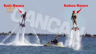 Radu Mazare si fiul au zburat de pe plaja din Mamaia! Vezi care s-a descurcat mai bine la sporturile extreme din acest sezon!