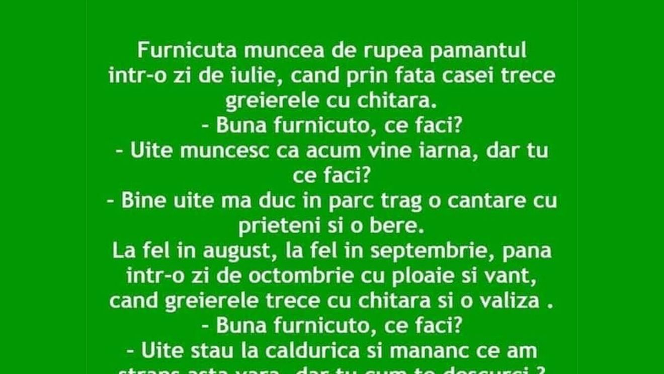 BANCUL ZILEI | Greierele și furnica - varianta 2023
