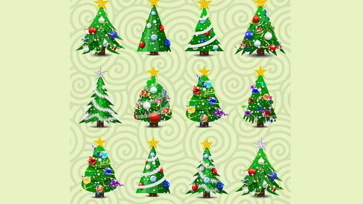 Test IQ de Ajunul Crăciunului | Care 2 dintre cei 12 brazi sunt identici?