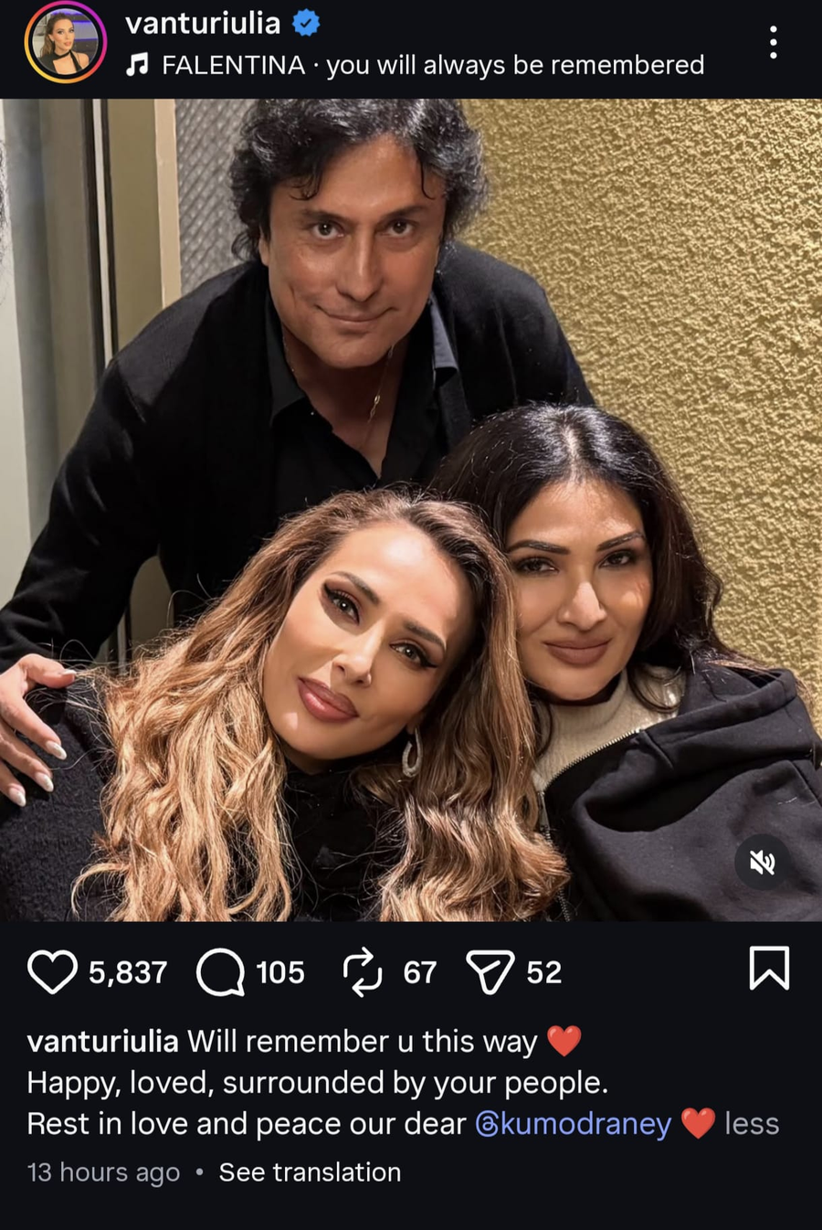 Iulia Vântur, în doliu/ sursa foto: social media