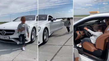VIDEO ȘOCANT. Un copil de 5 ani din Craiova conduce singur Mercedesul de lux al tatălui său
