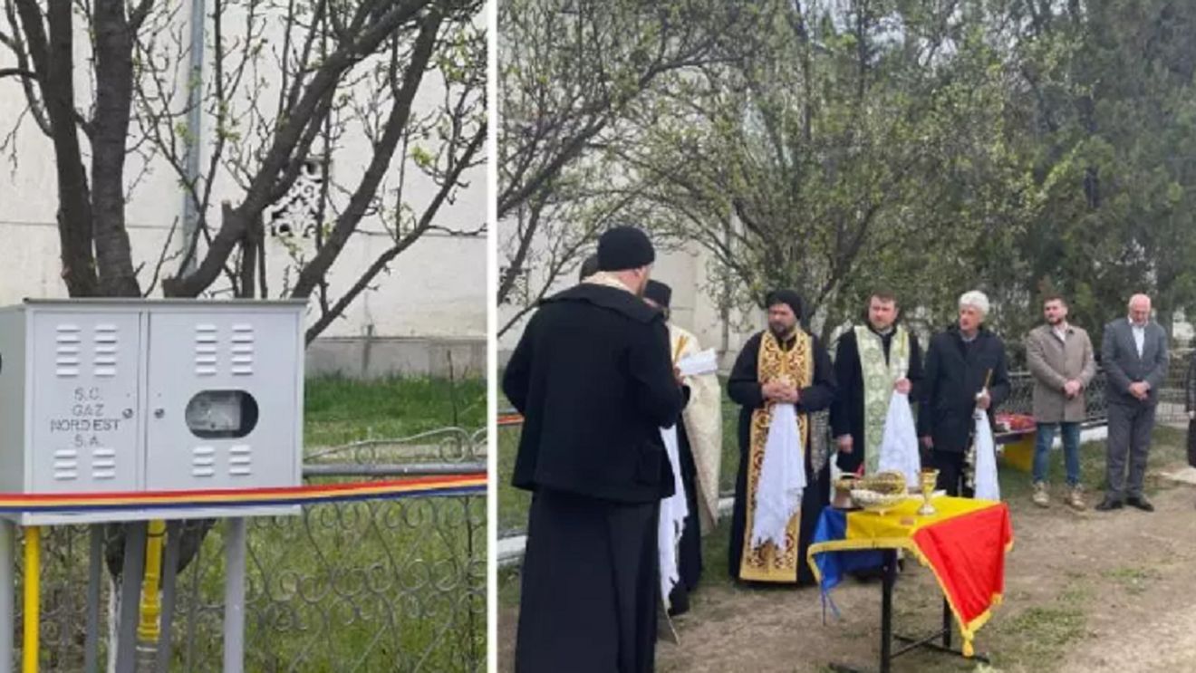 De-a râsu`-plânsu` în 2022 ! Branșare la gaz inaugurată cu sobor de preoți într-o comună din Botoșani