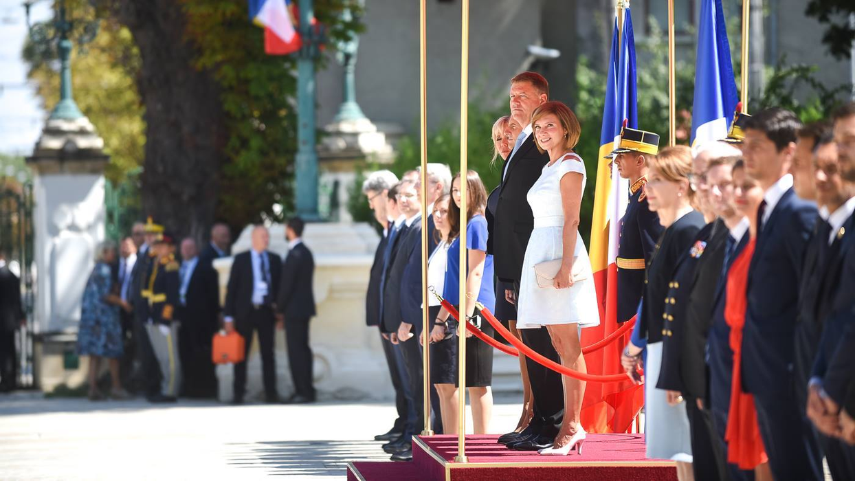Imagine de la vizita lui Emmanuel Macron în România