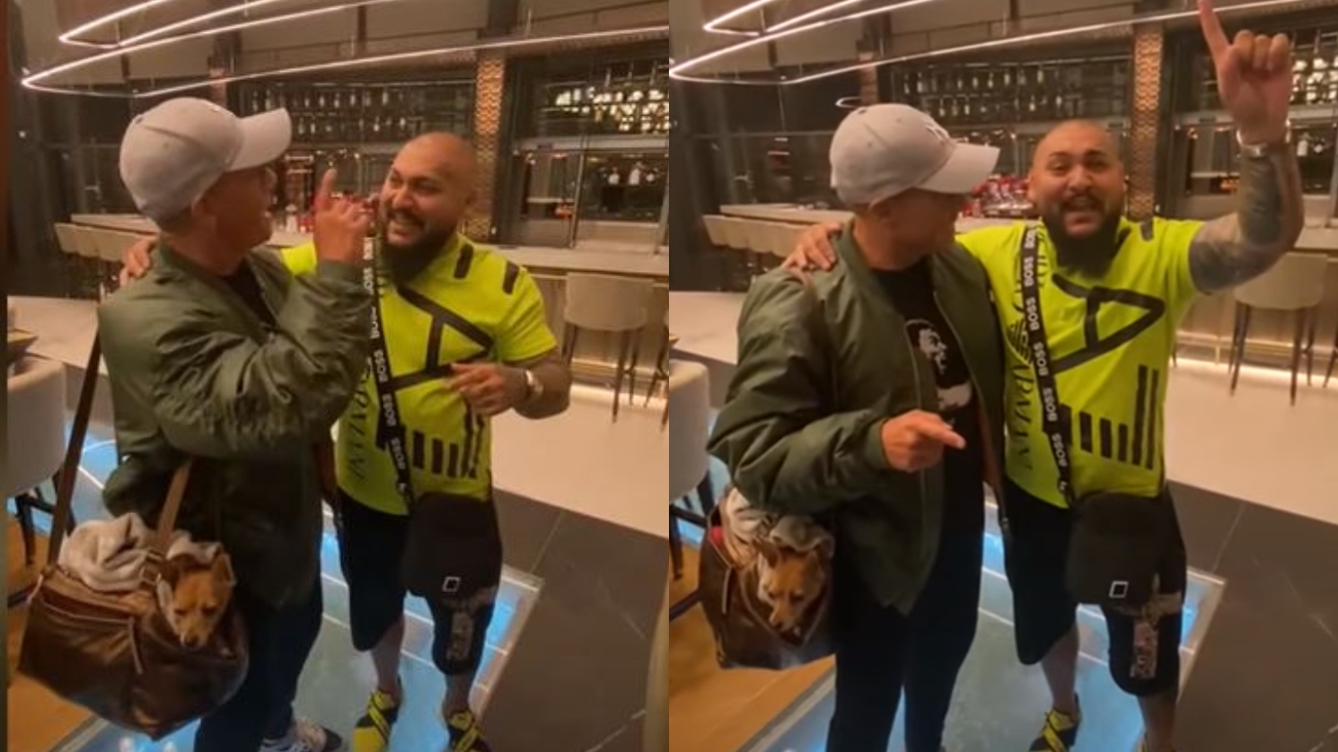 Imaginile momentului: Dani Mocanu și actorul Jean-Claude Van Damme, față-n față! Manelistul i-a făcut o dedicație live în holul unui hotel. FOTO & VIDEO
