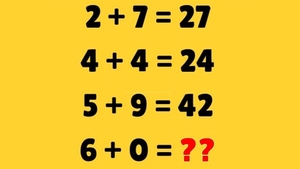Test de inteligență exclusiv pentru genii | Dacă 2+7=27, 4+4=24 și 5+9=42, cât fac 6+0?