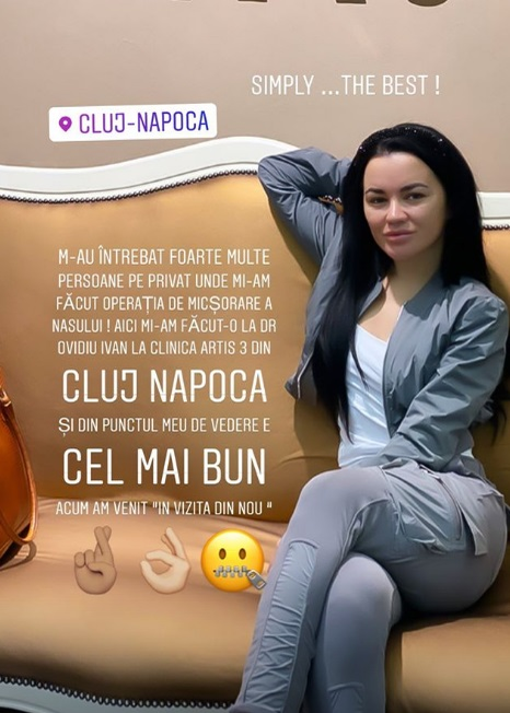 După ce și-a operat nasul, Carmen de la Sălciua, din nou în cabinetul medicului estetician. A ținut să se afle chiar de la ea