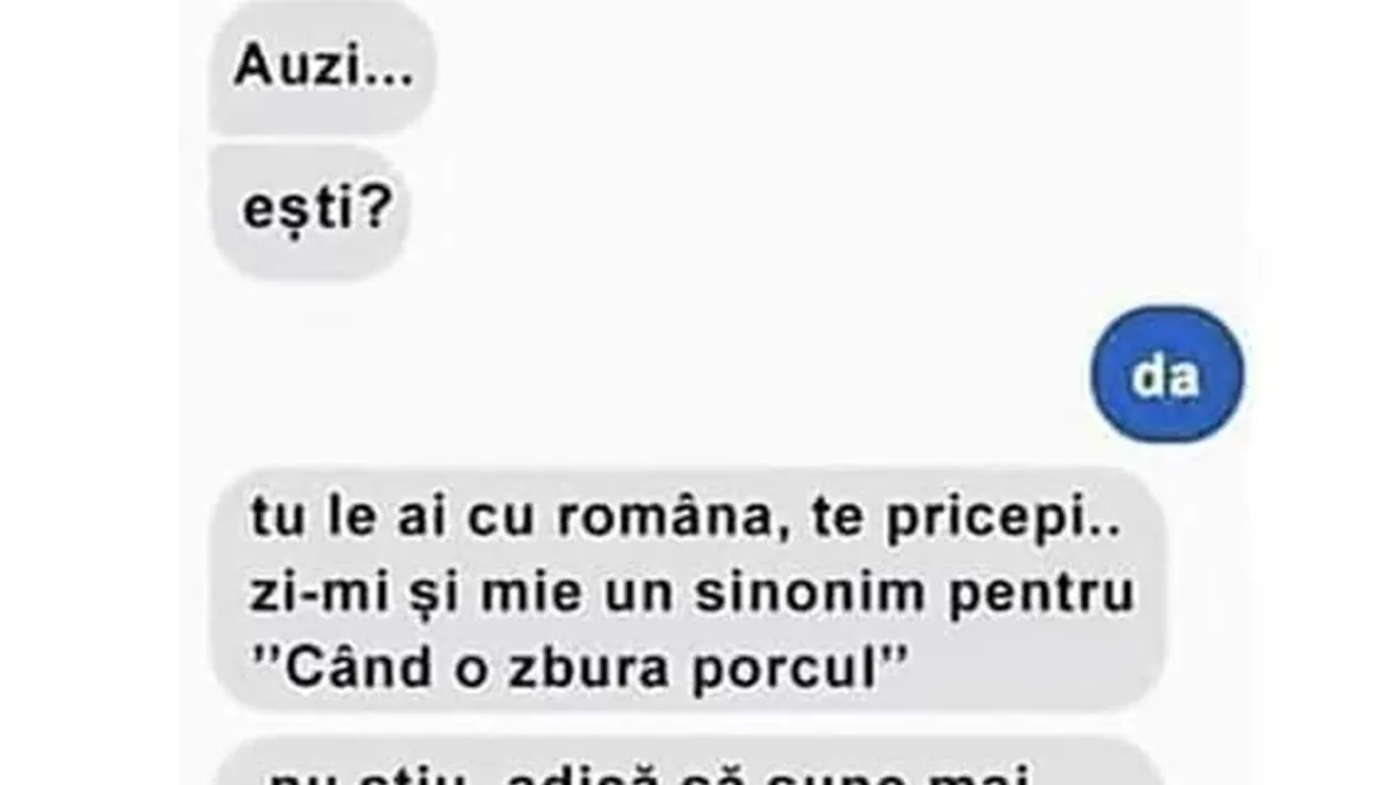 BANCUL ZILEI | Zi-mi un sinonim pentru 'când o zbura porcul'!