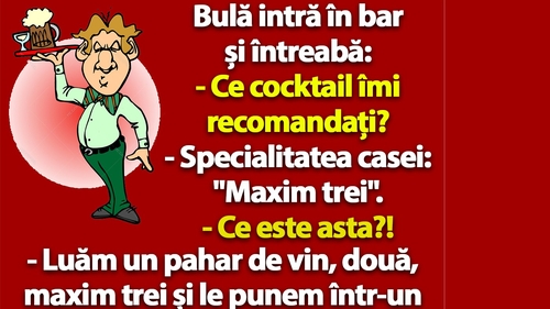 BANC | Bulă intră în bar și întreabă: "Ce cocktail îmi recomandați?"