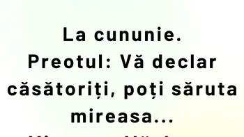 BANC | „Vă declar căsătoriți, poți săruta mireasa”