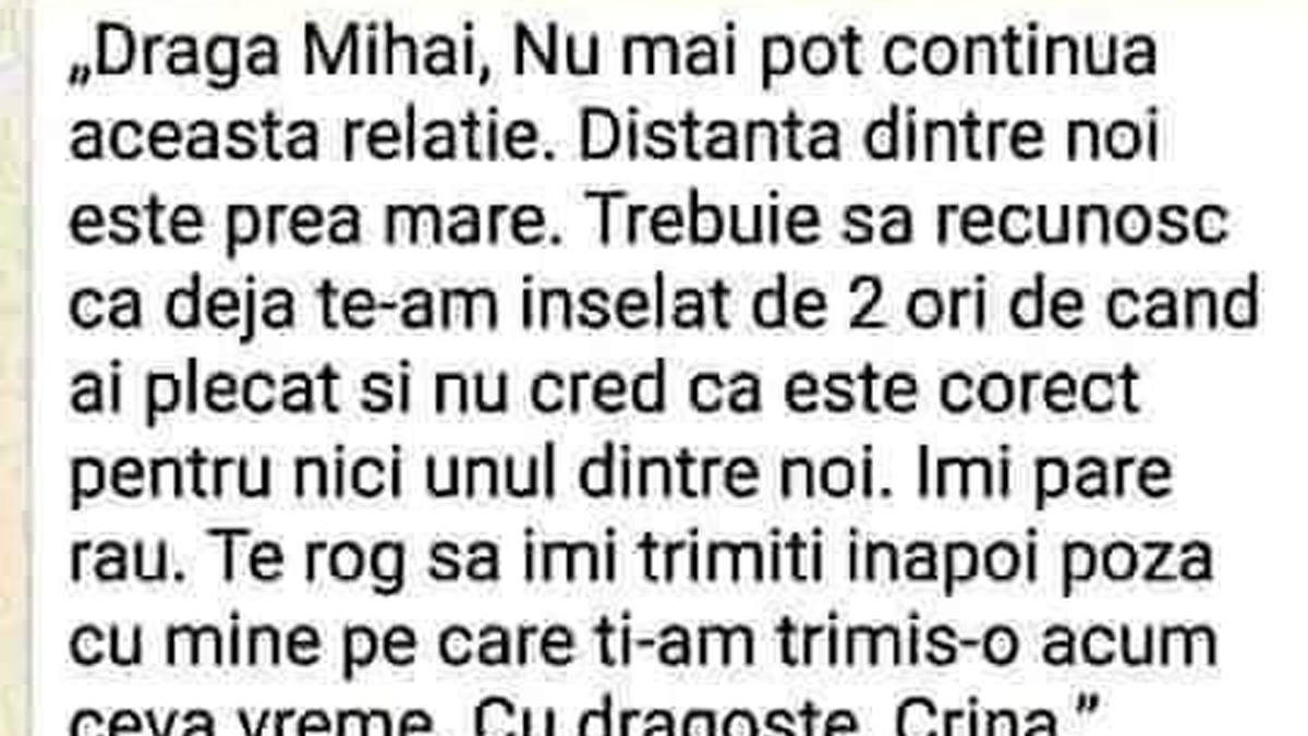Bancul Zilei | "Dragă Mihai, nu mai pot continua această relație. Trebuie să recunosc că.."