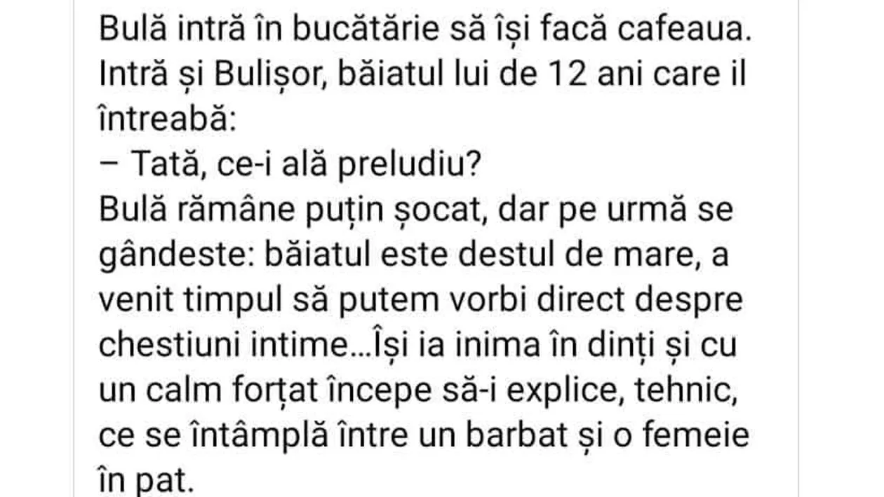 BANC | Bulișor îl întrabă pe Bulă: Tată, ce este ăla preludiu?