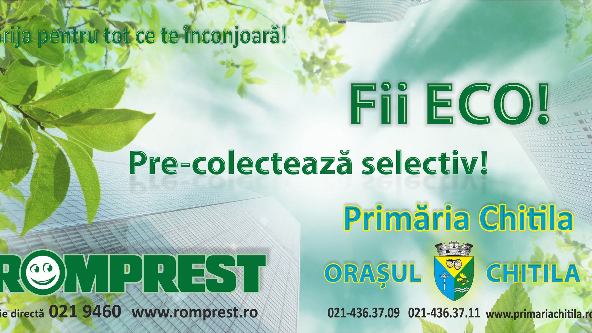 Campanie eco la Chitila! Locuitorii vor primi saci de precolectare selectiva