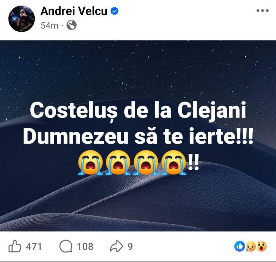 Reacția lui Tzancă Uraganu după decesul lui Costeluș de la Clejani/ sursa foto: social media