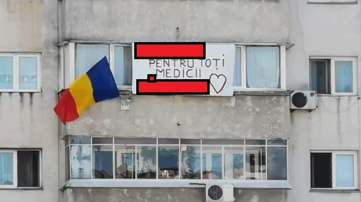 Gestul emoţionant al unui român pentru cadrele medicale din întreaga lume, aflate în lupta cu noul coronavirus! Ce a scris pe o pancartă atârnată la balcon 