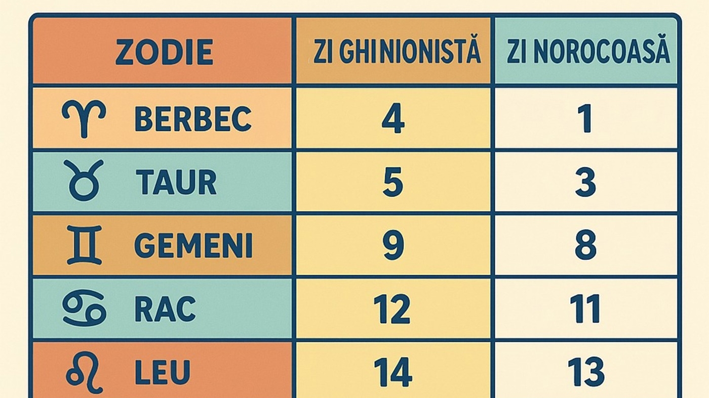 TABEL ZODII | Care va fi cea mai ghinionistă/norocoasă zi din octombrie 2025, pentru fiecare zodie în parte