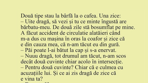 Bancul începutului de săptămână | "Uite dragă, ce minte îngustă are bărbatu-meu"