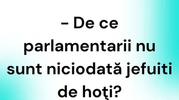 BANC | De ce parlamentarii nu sunt niciodată jefuiți de hoți?