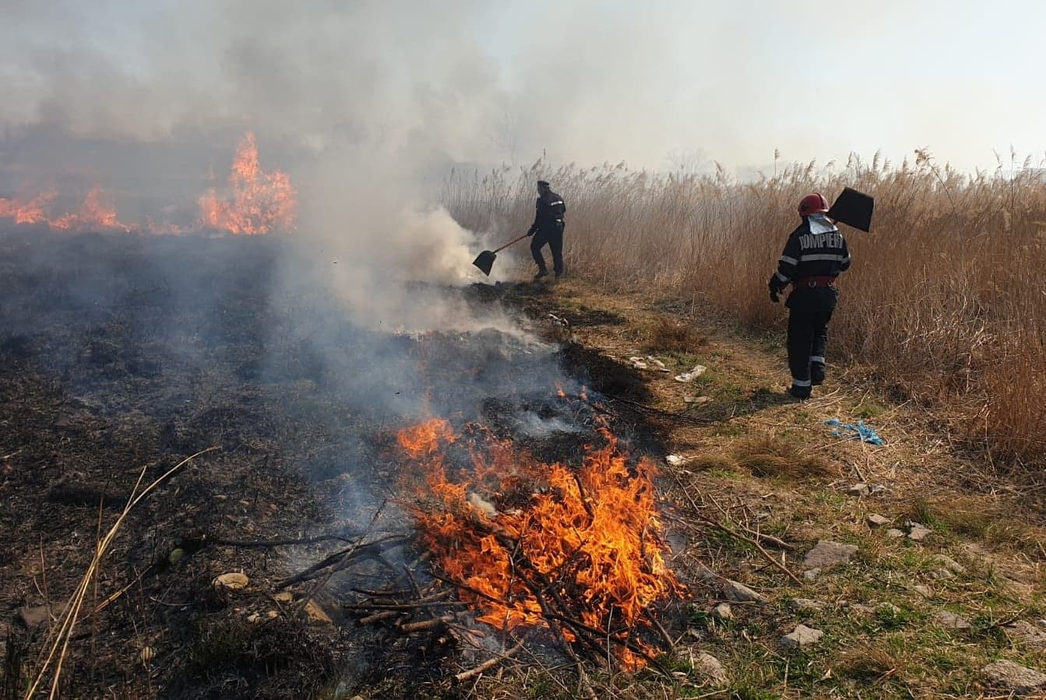 Incendiile de vegetație au pus pe jar pompierii din Dâmbovița. Acum se luptă cu focuri uriașe în mai multe localități