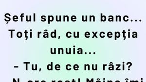 BANCUL ZILEI | Șeful spune un banc și toți râd, cu excepția unuia