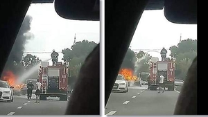 Un BMW a luat foc din senin în centrul Timișoarei!