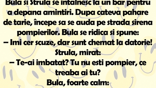 BANC | Bulă și Ștrulă se întâlnesc la un bar. După câteva pahare de tărie...
