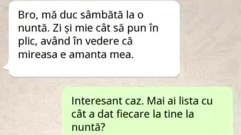 BANC | Cât se pune în plic la nuntă, dacă mireasa este amanta