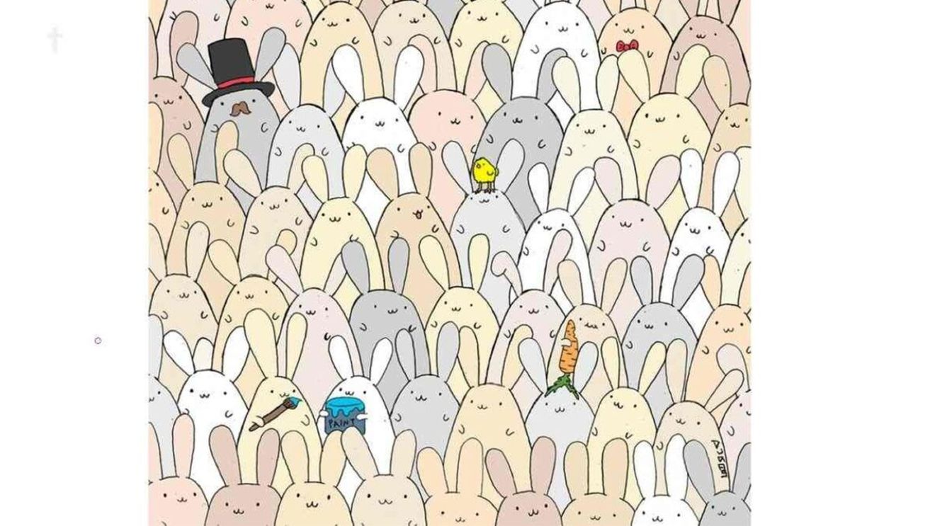 Test de logică | Doar 2 dintre 100 de oameni pot vedea oul de Paște ascuns printre iepurașii din imagine