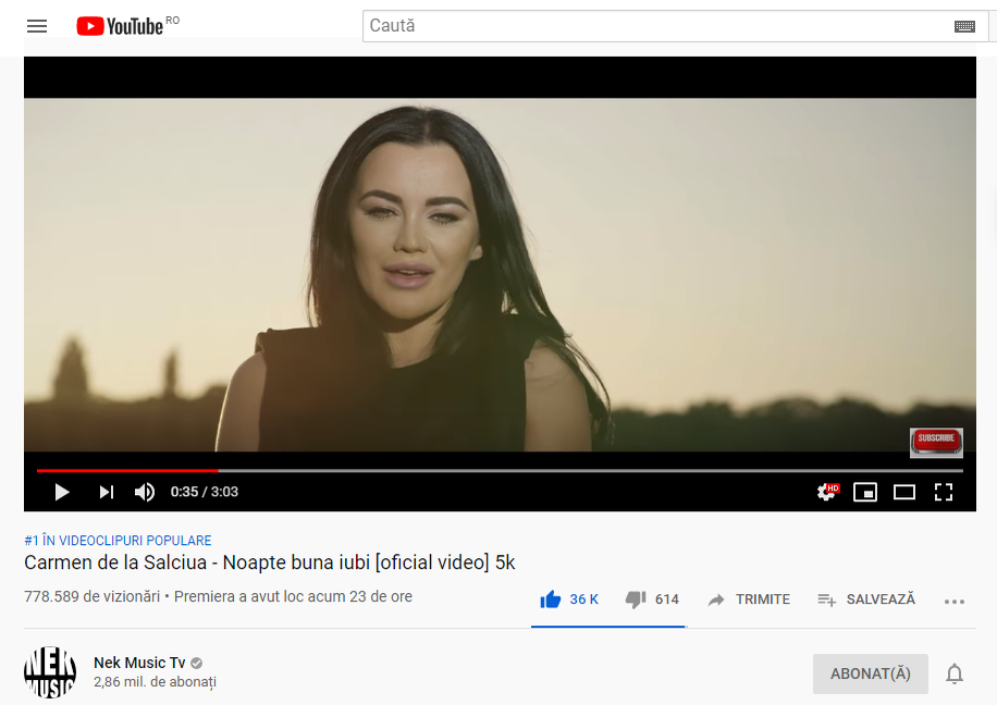 Carmen de la Sălciua, PIESA MOMENTULUI! „Noapte bună, iubi”, videoclip de 1 MILION de vizualizări în 24 de ore de la lansare