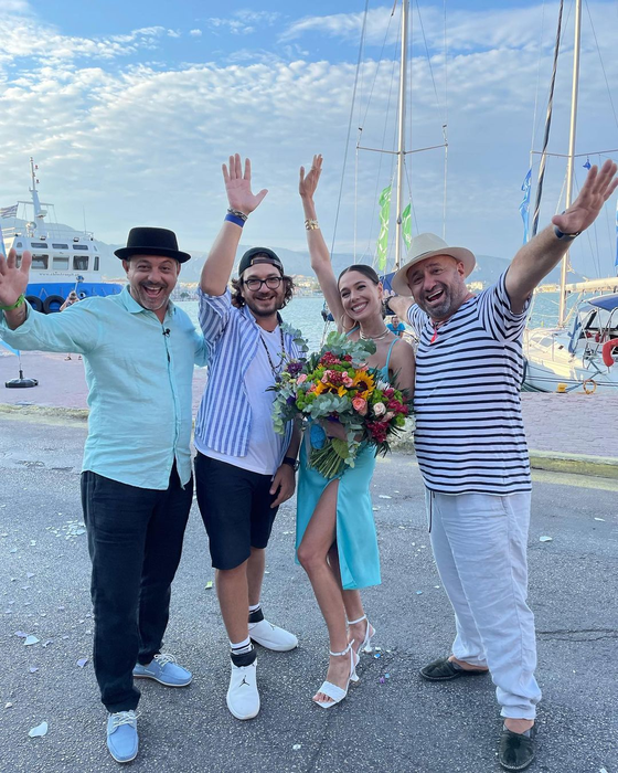 Sorin Bontea, Cătălin Scărlătescu, Florin Dumitrescu și Irina Fodor, la filmările Antenei 1