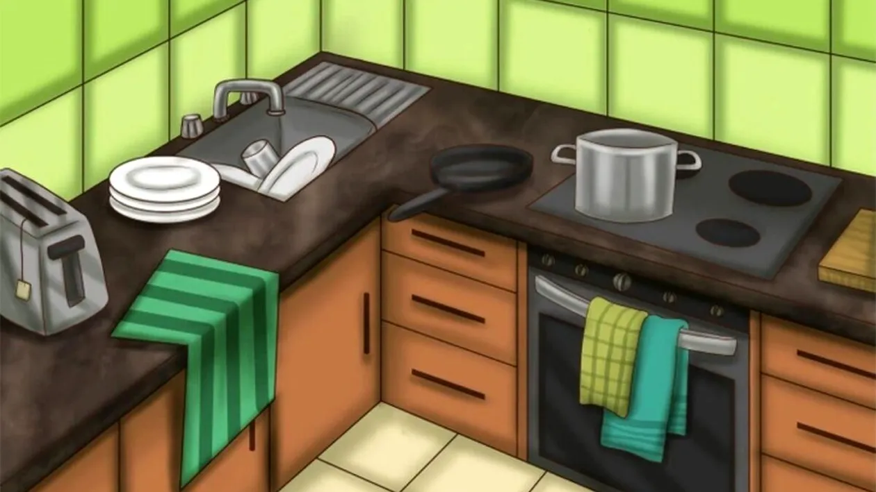 Test de logică | În această poză din bucătărie s-a strecurat o mare greșeală. Ați văzut-o?