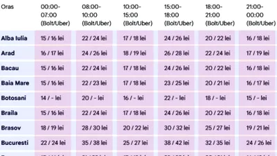 Cât costă o cursă Bolt și Uber, de fix 5 km, în funcție de oraș și de ora la care faci comanda