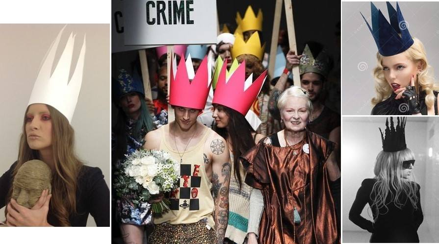 Coroana de hârtie a fost inspirată din ţinutele cântăreţei Lady Gaga şi din prezentările de modă ale creatoarei Vivienne Westwood