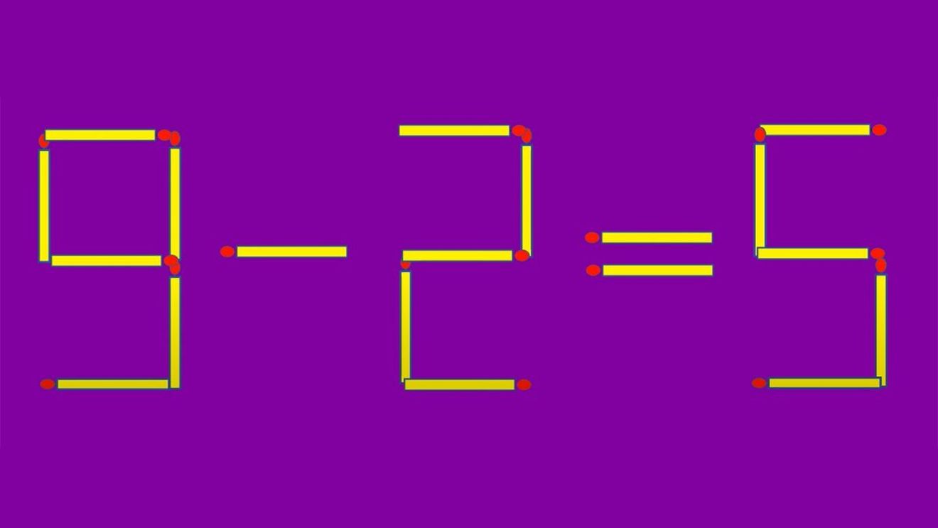 Test IQ cu chibrituri | Corectați 9-2=5, mutând un singur băț!