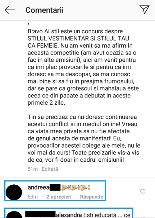 Maria Ilioiu a continuat războiul cu Andreea Tonciu pe Instagram: “Să fiu jignită de ultima găină jumulită din aprozar”. A șters mesajul, dar noi l-am salvat