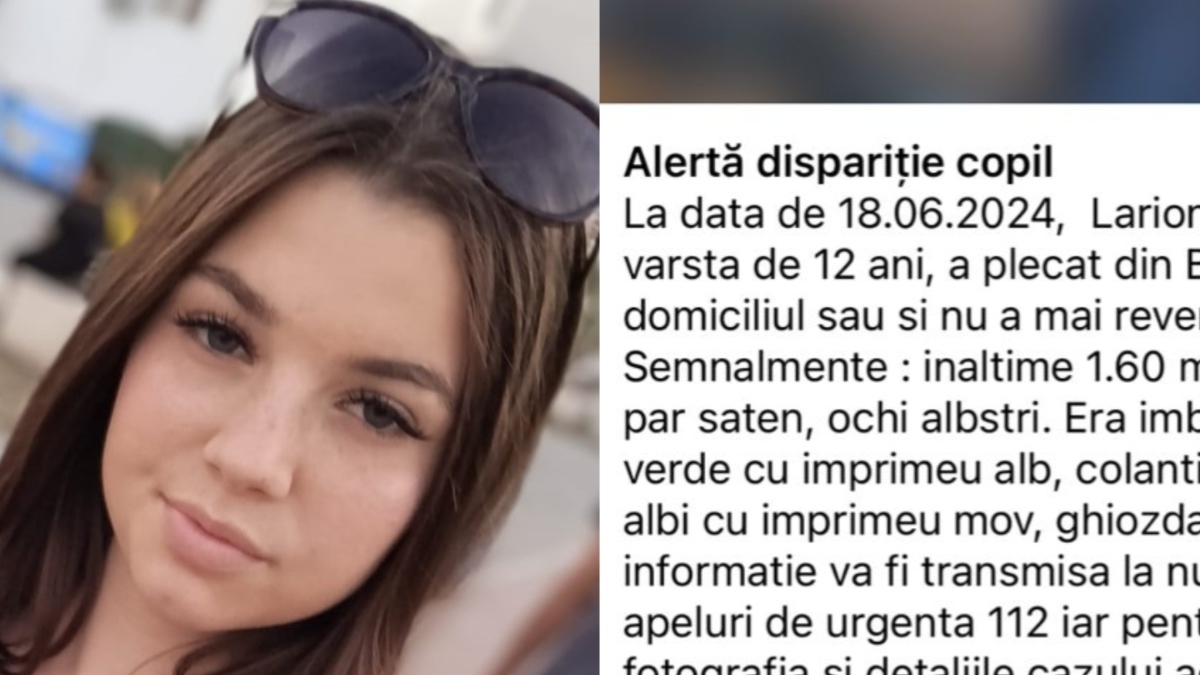 Alertă dispariție copil! Denisa, o fată de 12 ani, este de negăsit. Dacă o vedeți, sunați la 112