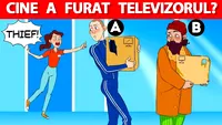 Test IQ pentru genii | Care dintre acești doi bărbați a furat televizorul din apartamentul femeii din imagine?