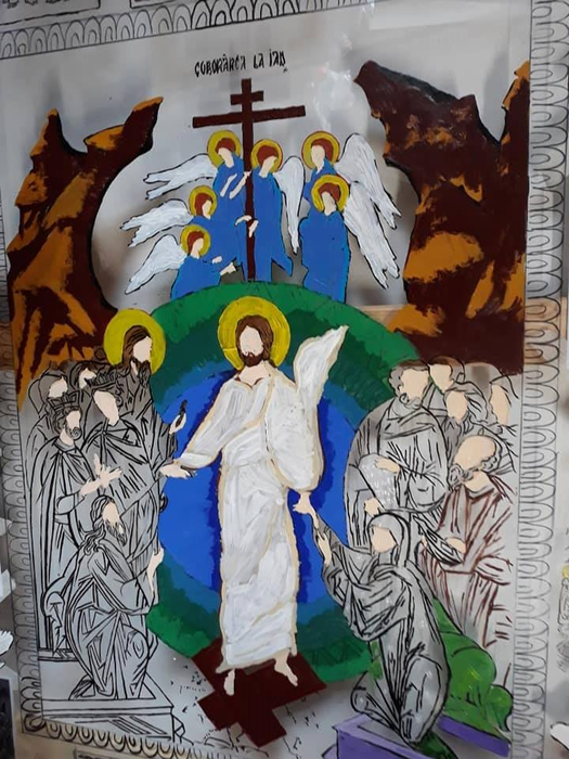 În centrul icoanei se află Mântuitorul