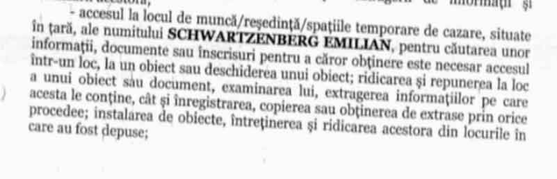 Mandatul de interceptare pe numele lui Elan Schwartzenberg