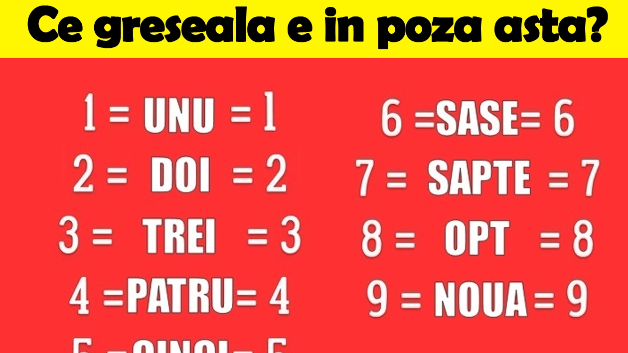 Test de inteligență superioară pentru cei cu IQ peste 130 | Prima întrebare: Ce greșeală e în poza asta?