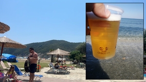 Nu este o eroare! Câți bani a dat un turist român pe o bere, pe plajă în Halkidiki. În Mamaia, un pahar costă 14 lei