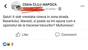 BANC | Chirie Cluj-Napoca: "A stat cineva în zona strada Răsăritului? Cum e zgomotul de la trecerea trenurilor?" Ce răspuns a primit
