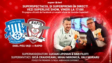 Rapid și Poli Iași fac spectacol la SuperLive Show, cea mai nouă și mai dinamică emisiune sportivă online