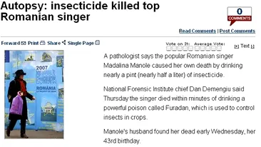 Moartea artistei a facut inconjurul lumii! The Washington Post: Madalina Manole, o cantareata de top