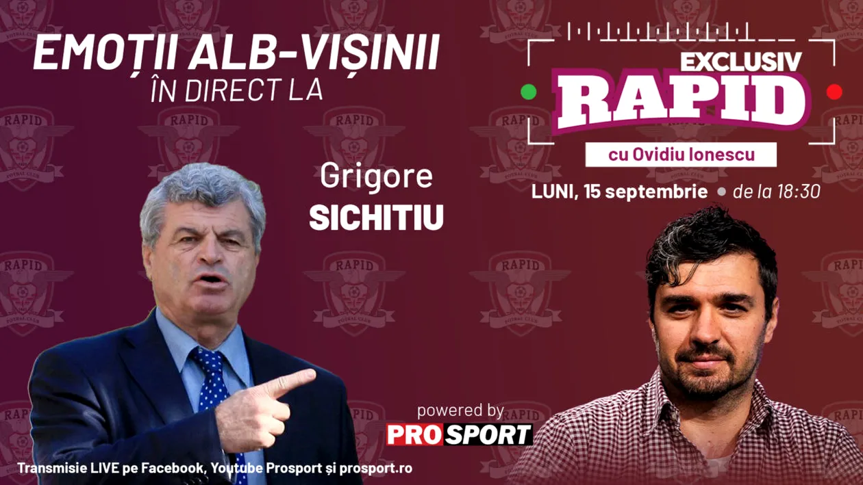 Rapid continuă lupta pentru titlu, iar noi vă așteptăm la EXCLUSIV RAPID în direct pe YouTube - ProSport, de la ora 18:30, alături de Grigore Sichitiu!