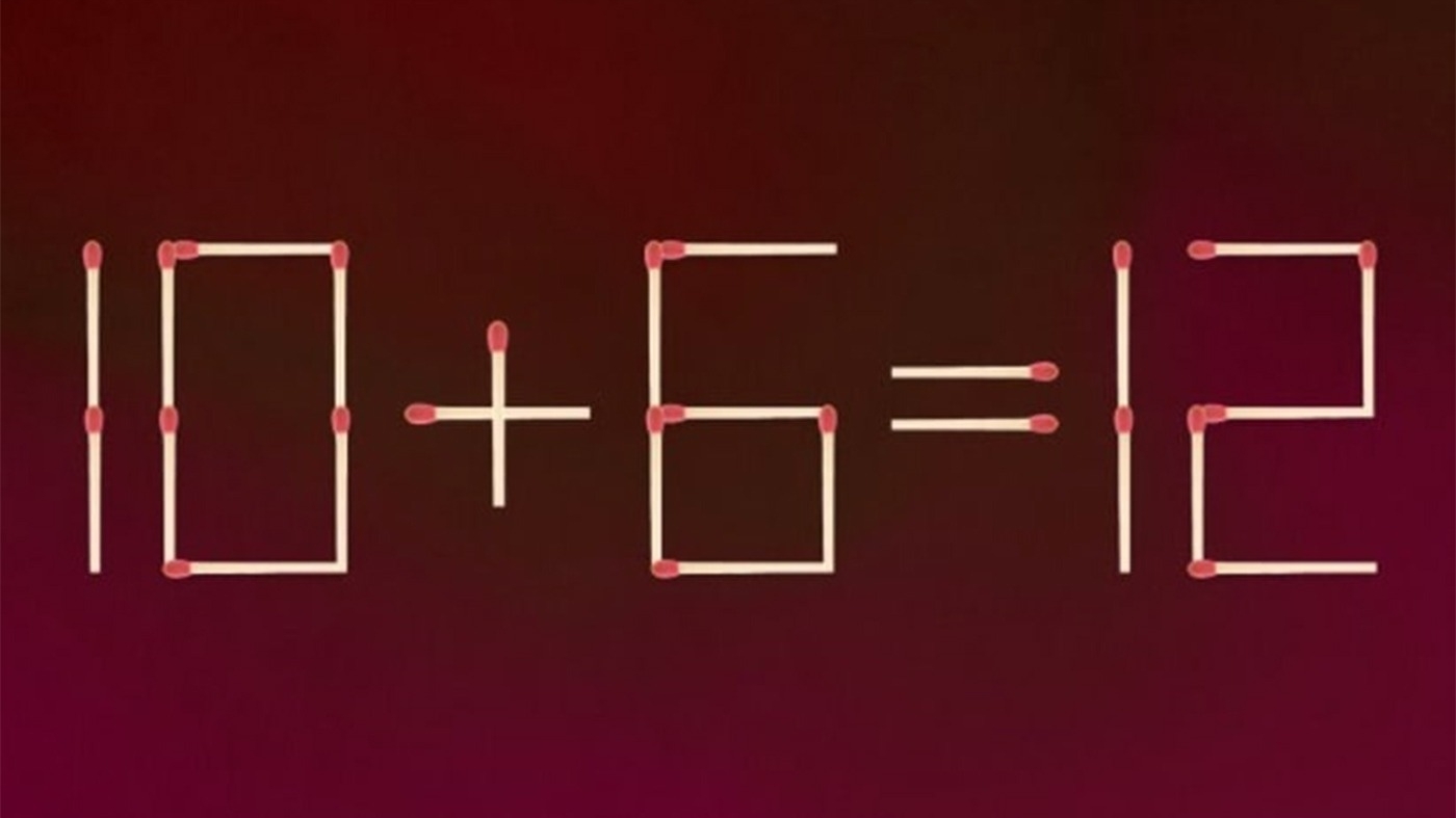 Test IQ cu chibrituri | Corectați 10+6=12, mutând un singur băț!