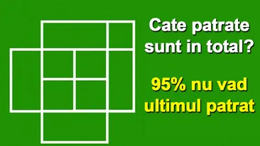Super-test IQ cu 10 întrebări | Prima: Câte pătrate sunt în total? 95% nu văd ultimul pătrat