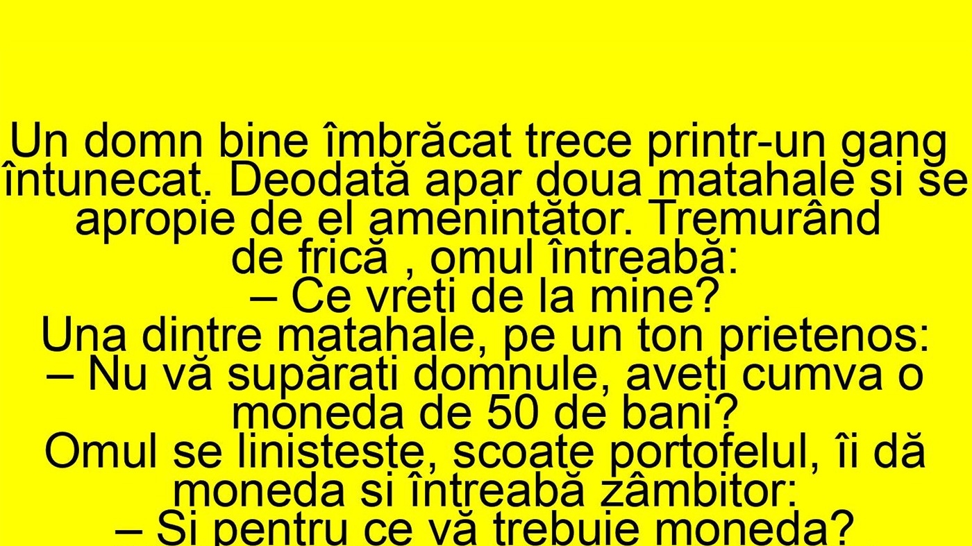 BANC | Un domn bine îmbrăcat trece printr-un gang întunecat