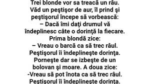 BANCUL ZILEI | Trei blonde prind peștișorul de aur: "Dacă îmi dați drumul, vă îndeplinesc câte o dorință"