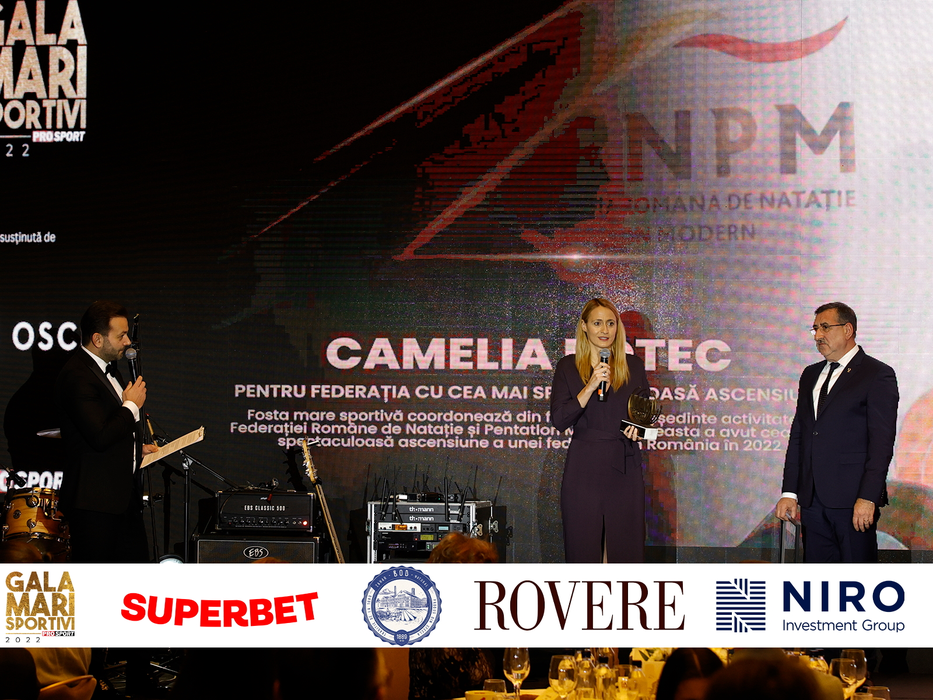 Camelia Potec a fost premiată în cadrul galei ProSport pentru cea mai spectaculoasă ascensiune a unei federații din România.